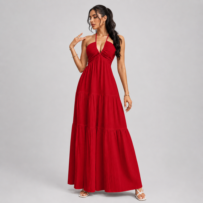 Bianca | Halter Maxi Dress with Ruffle Detail