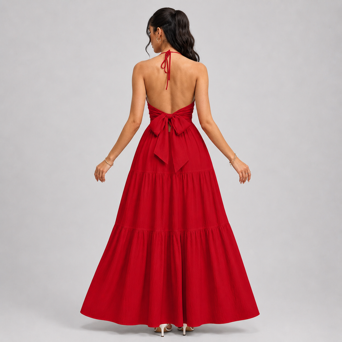 Bianca | Halter Maxi Dress with Ruffle Detail