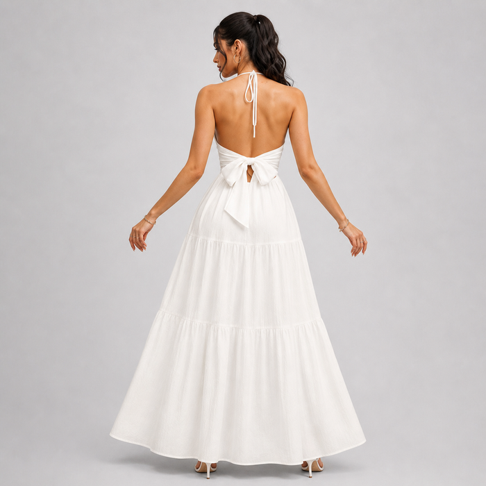 Bianca | Halter Maxi Dress with Ruffle Detail