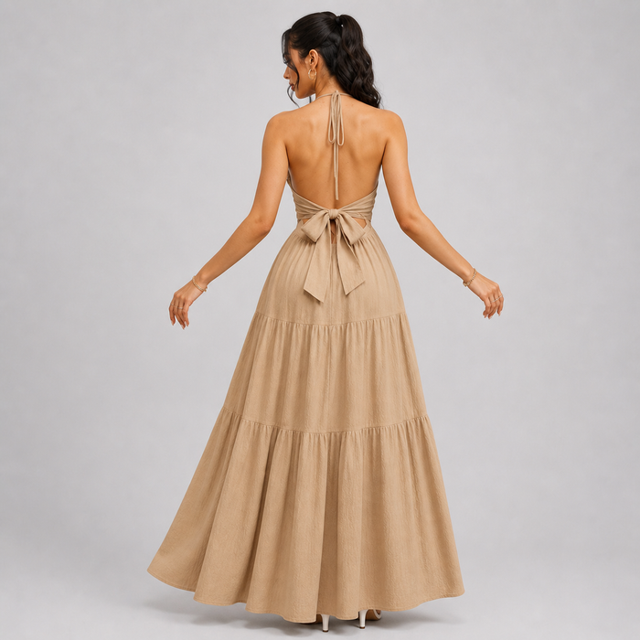 Bianca | Halter Maxi Dress with Ruffle Detail
