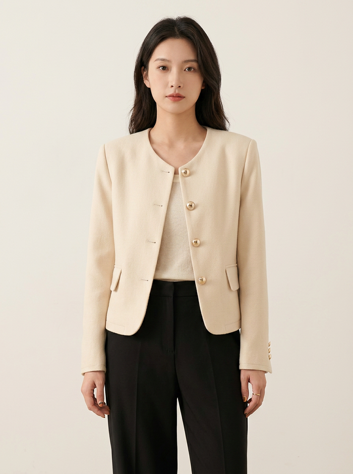 Blazer Line Elegant with Button Detail Gold beige - editorial hero
