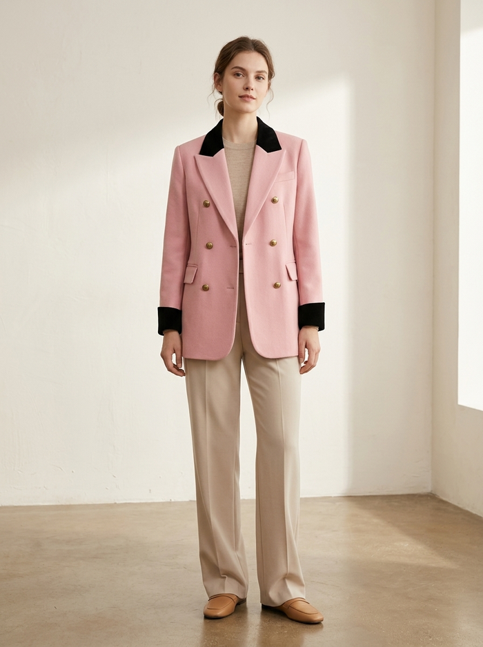 Blazer Wrap with Double Button-front pink - editorial hero