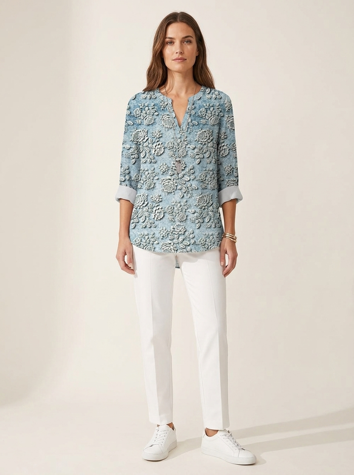 Blouse Blue Dusk Bloom floral - editorial hero