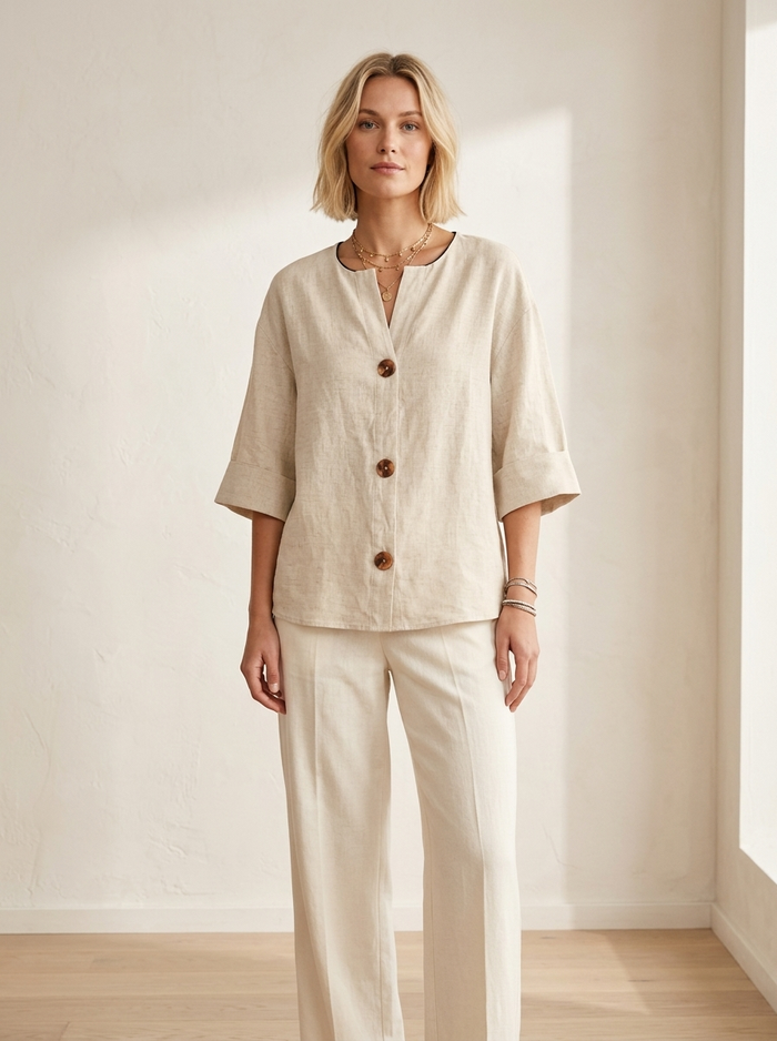 Blouse Casual with Texture beige - editorial hero
