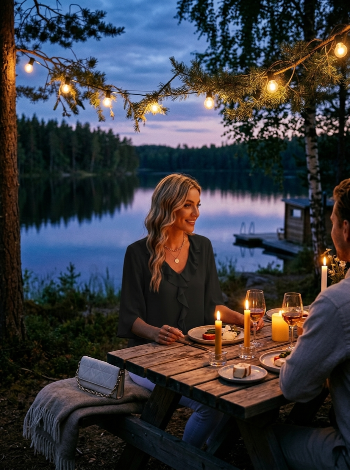 Blouse Comfortable Versatile - lakeside dusk picnic lifestyle mood