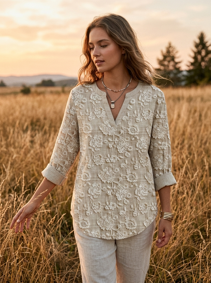 Blouse Desert Bloom - golden field sunset lifestyle mood