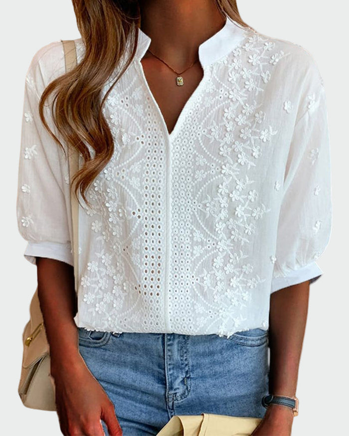 Blouse with Details Lace