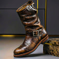 Buckled Aged Leather Boots