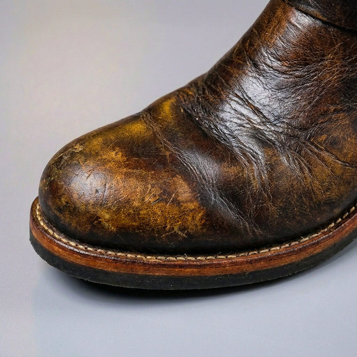 Buckled Aged Leather Boots