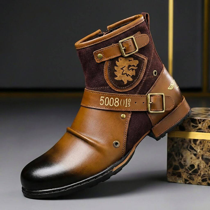 Buckled Suede and Leather Boots