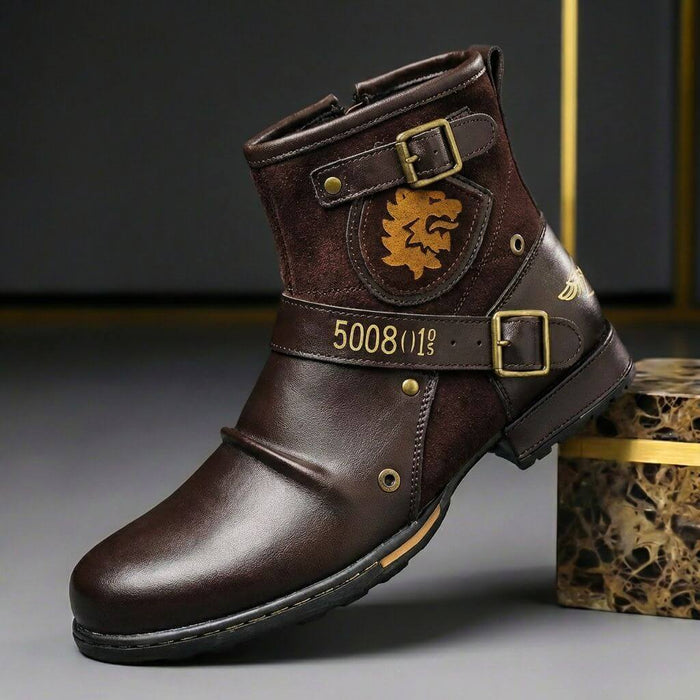 Buckled Suede and Leather Boots