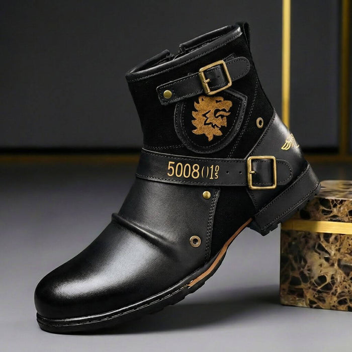 Buckled Suede and Leather Boots