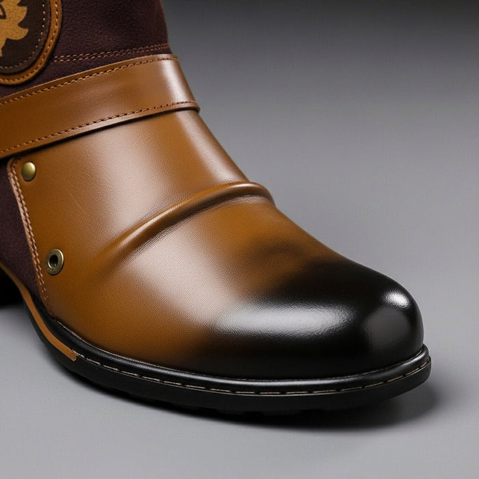 Buckled Suede and Leather Boots