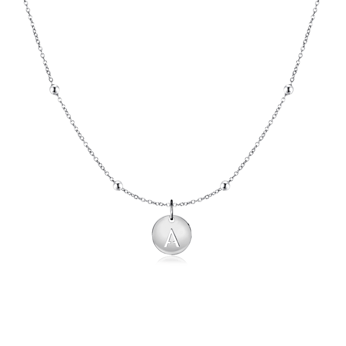 Camila | Silver Initial Circle Necklace