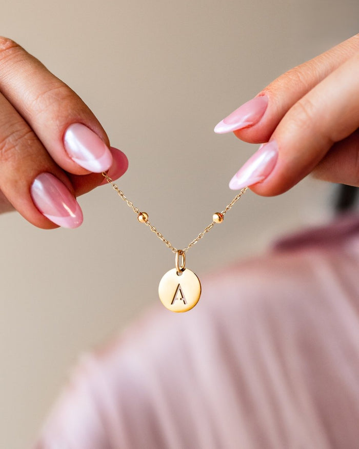 Camila | Silver Initial Circle Necklace