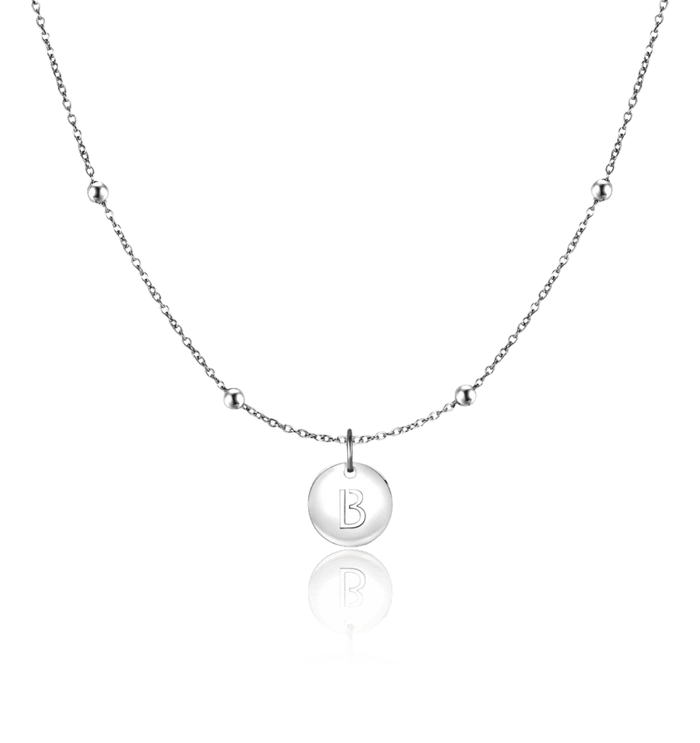 Camila | Silver Initial Circle Necklace