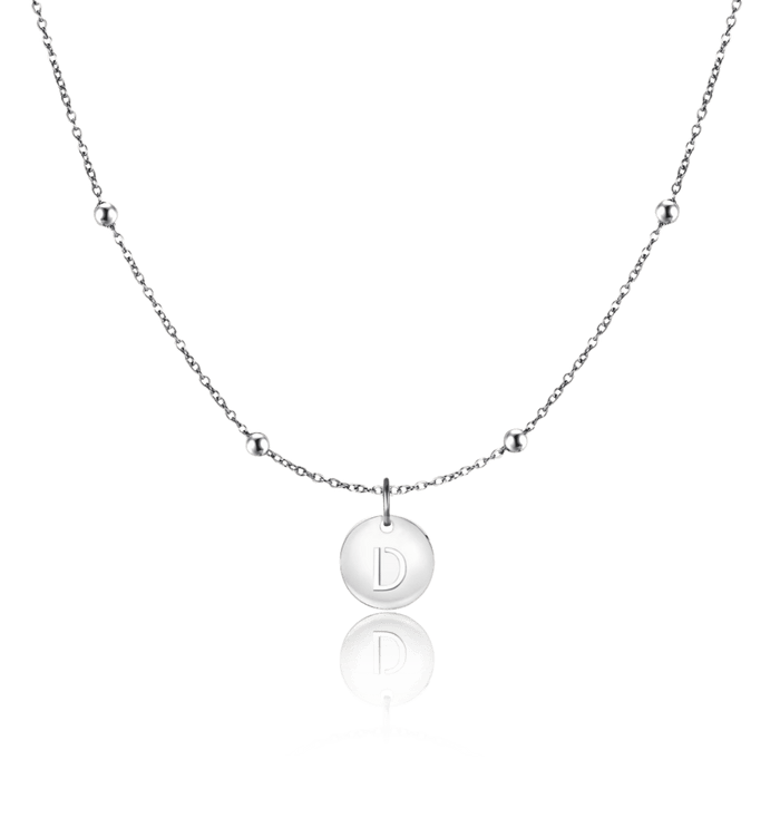 Camila | Silver Initial Circle Necklace