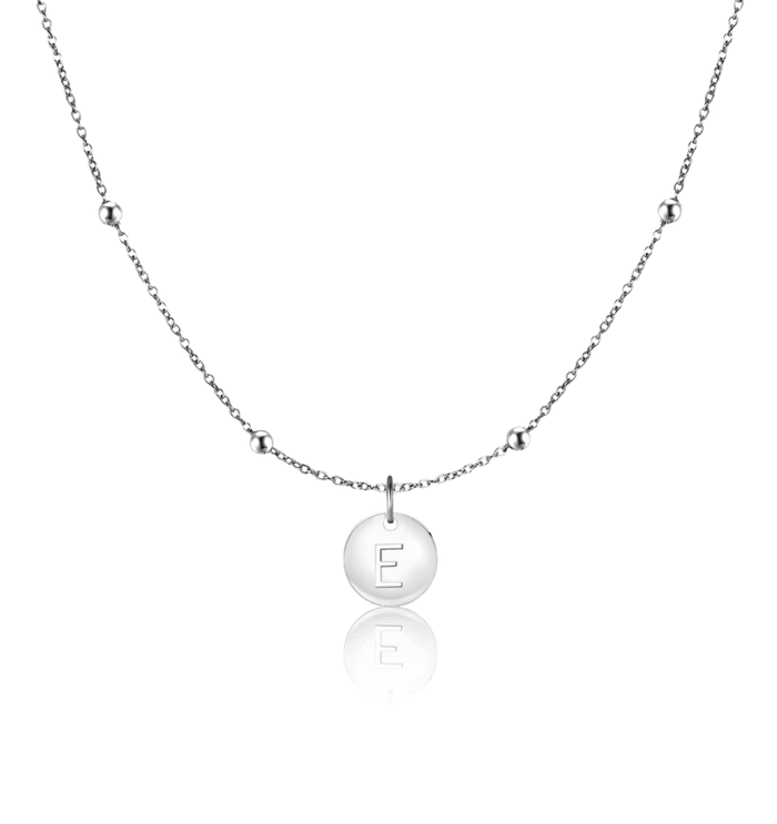 Camila | Silver Initial Circle Necklace
