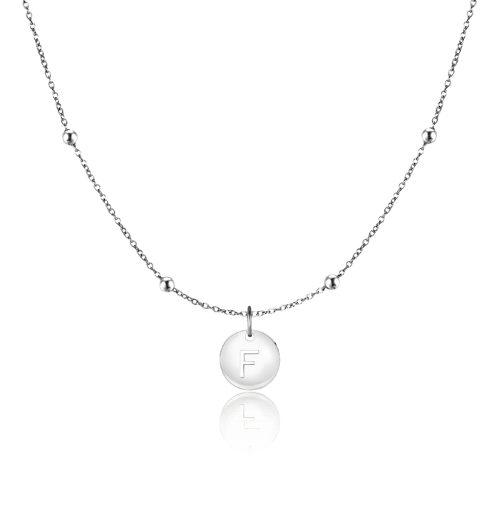 Camila | Silver Initial Circle Necklace