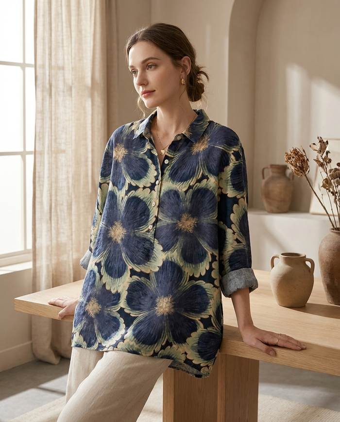 Camille | Linen Elegant Summer Blouse