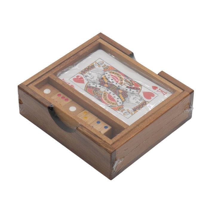 CARD Box | 11 cm | 1 Pack of Cards | 5 Wooden Dice