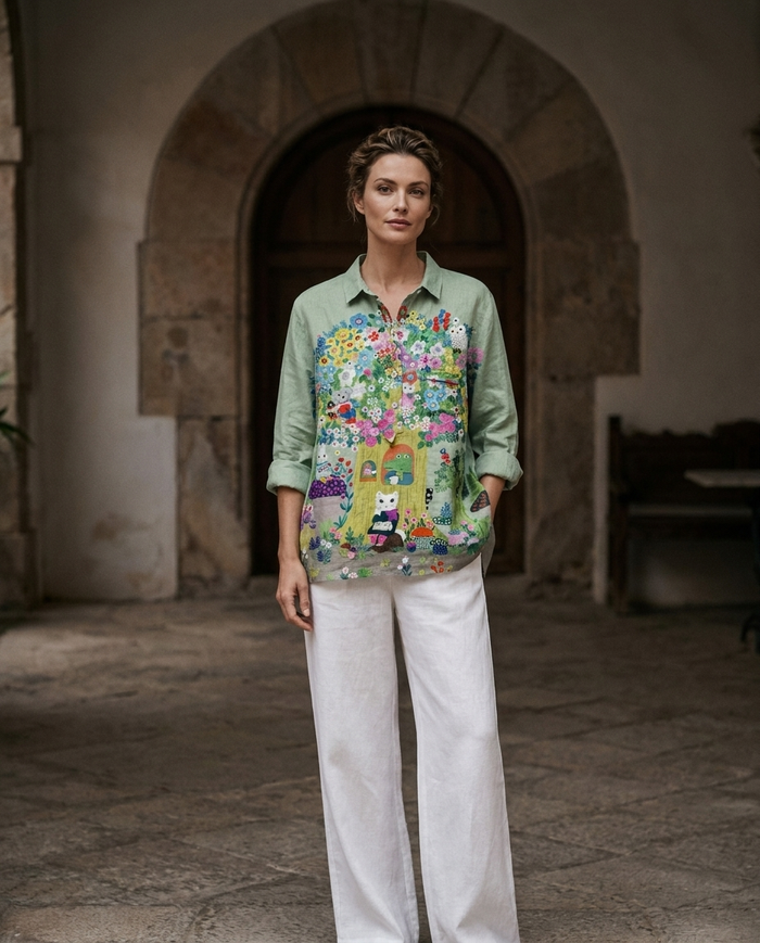 Caroline | Linen Elegant Summer Blouse