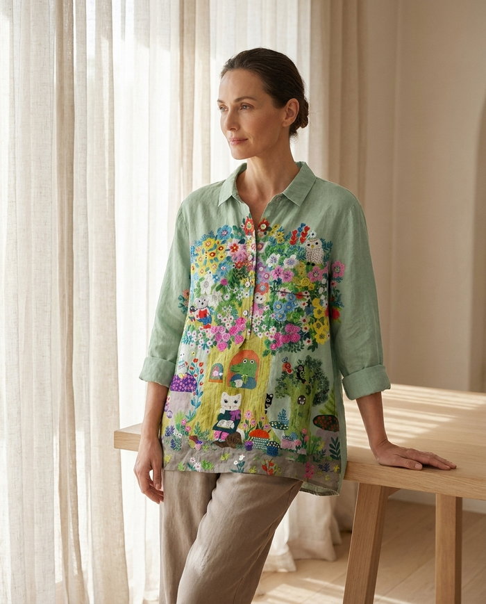 Caroline | Linen Elegant Summer Blouse