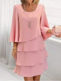 Catherine | Midi Dress with Ruffle Detail in Layered
