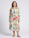 Charlotte | Floral and Short-Sleeve with Button Detail Midi Dress