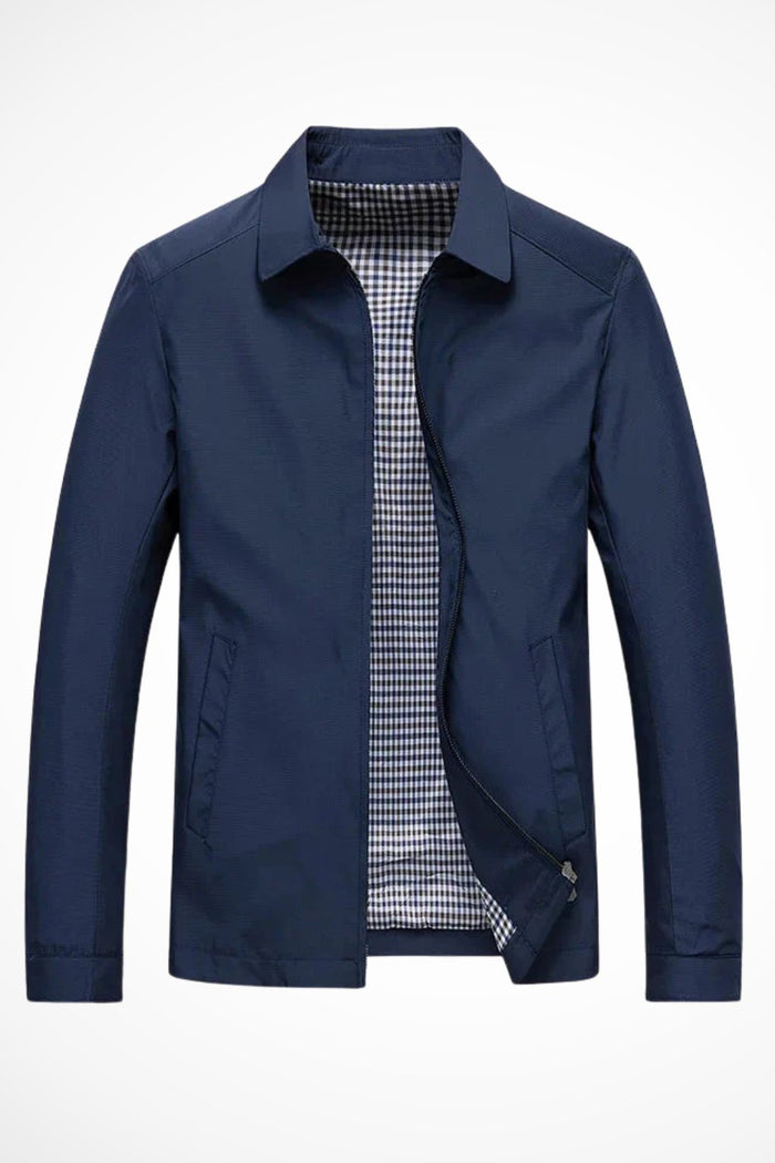 Check-Lined Harrington Jacket