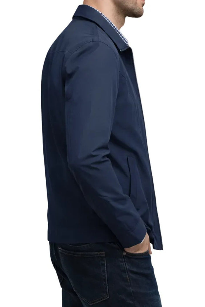 Check-Lined Harrington Jacket