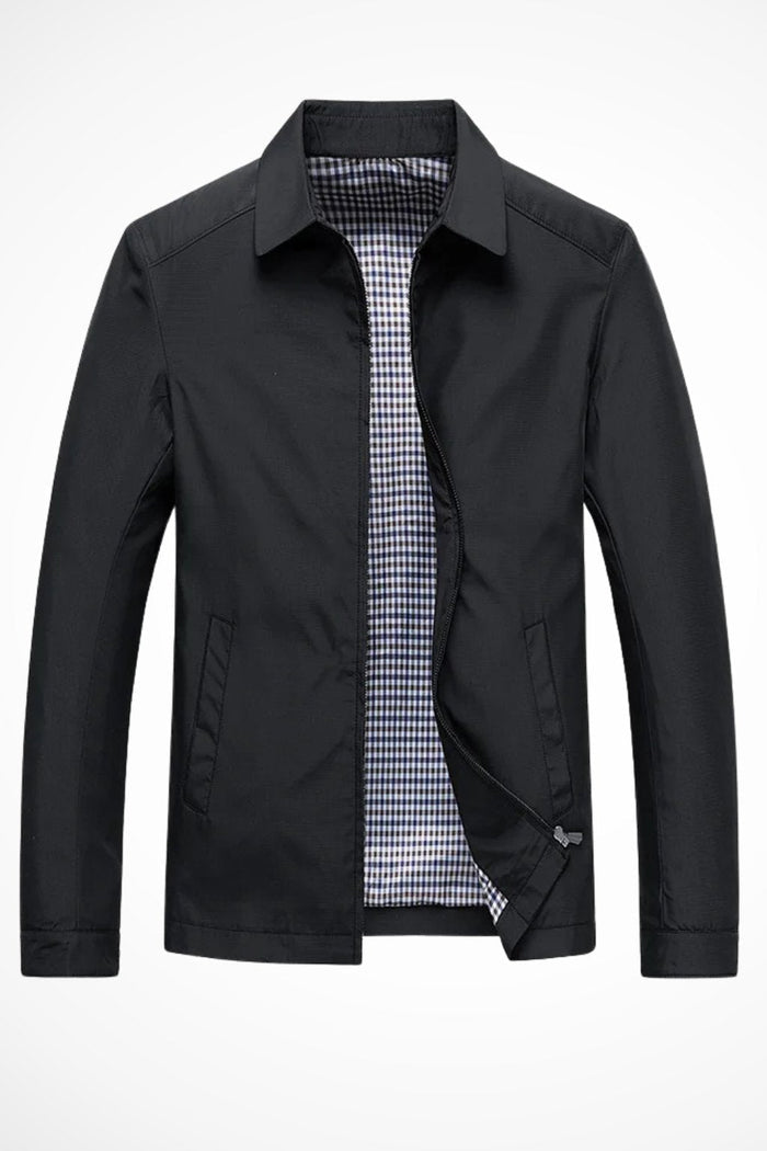 Check-Lined Harrington Jacket