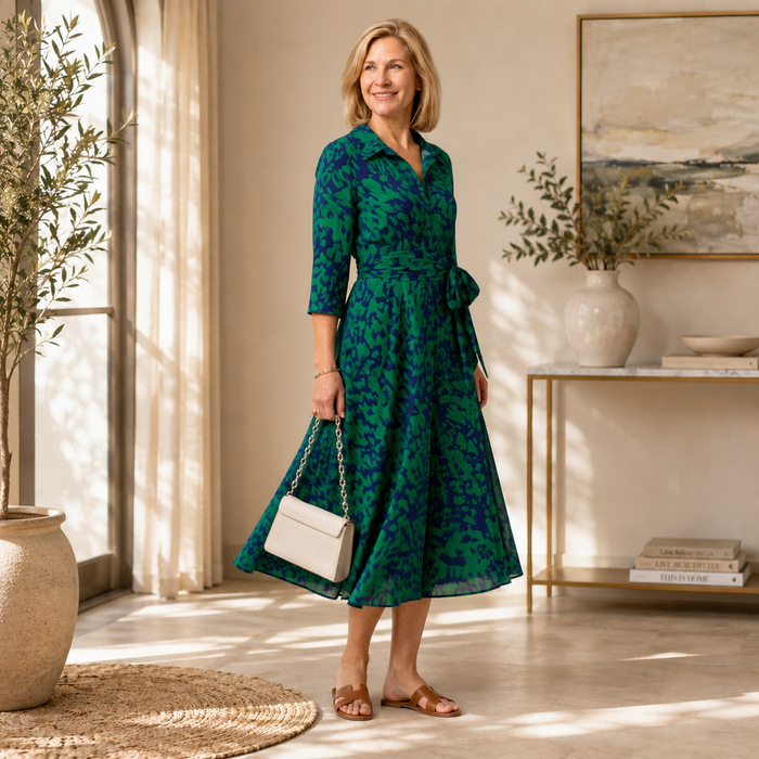Claire | Midi Maxi Dress-sleeve Belted