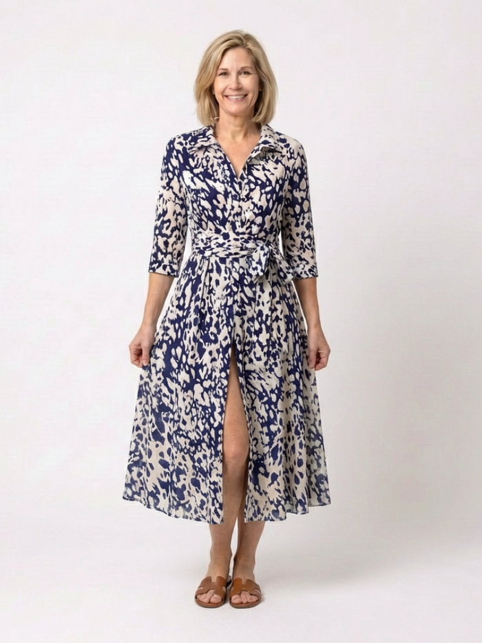 Claire | Midi Maxi Dress-sleeve Belted