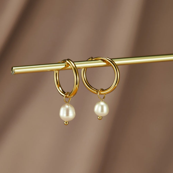 Clara | Gold-Plated Elisa-marie Earrings with Pearl Pendant