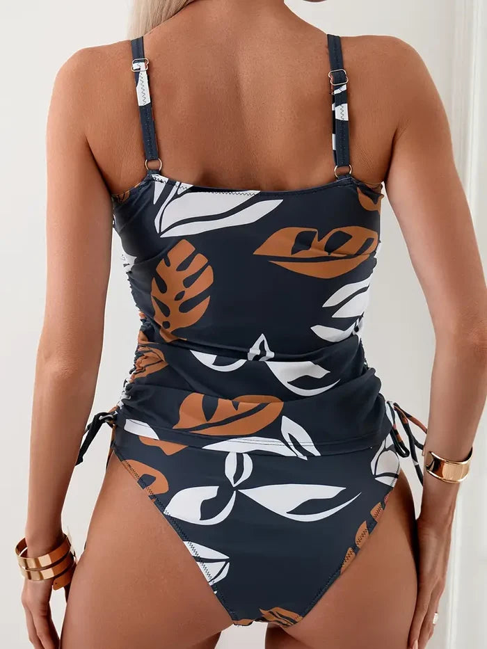 Cleo | With Printed Tropical Leaf Bikini