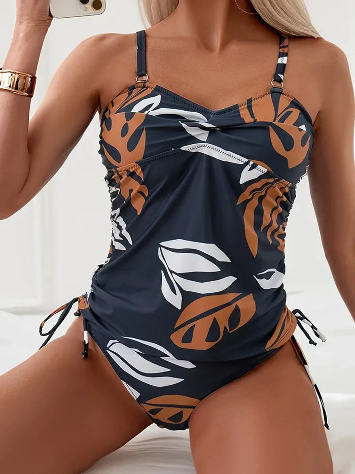 Cleo | With Printed Tropical Leaf Bikini