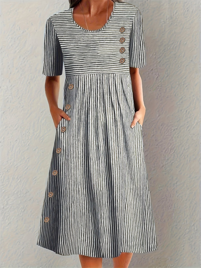 Coralie | Striped Crisp Maxi Dress