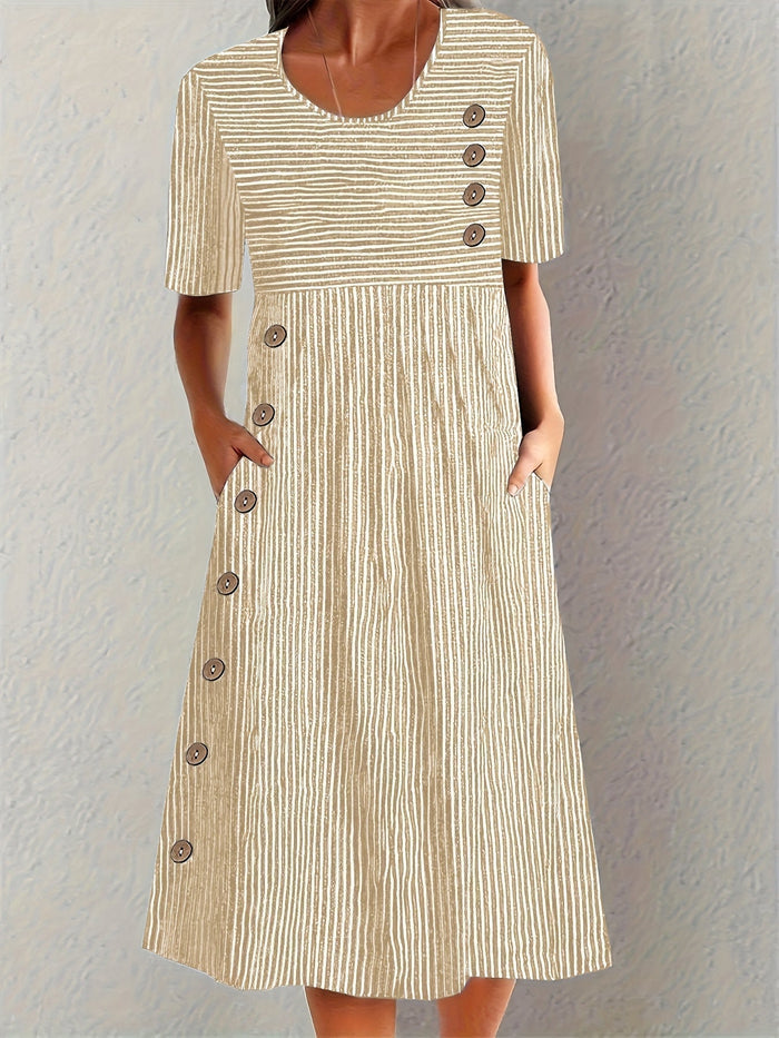 Coralie | Striped Crisp Maxi Dress