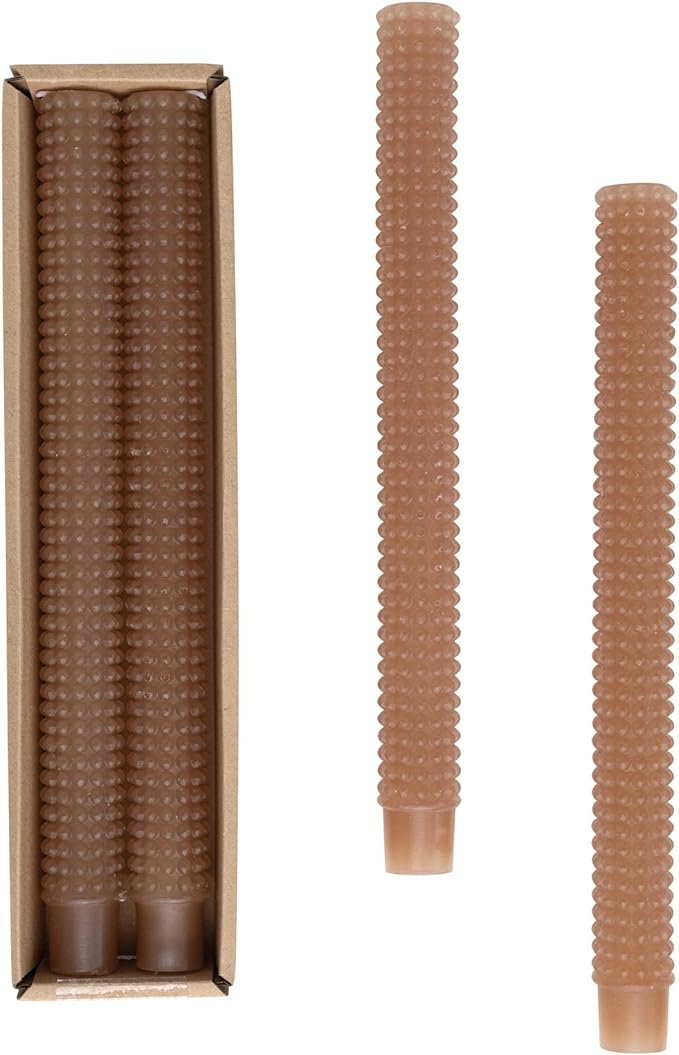 Creative co op- Unscented Hobnail Taper Candles, Set of 2 Cappuccino