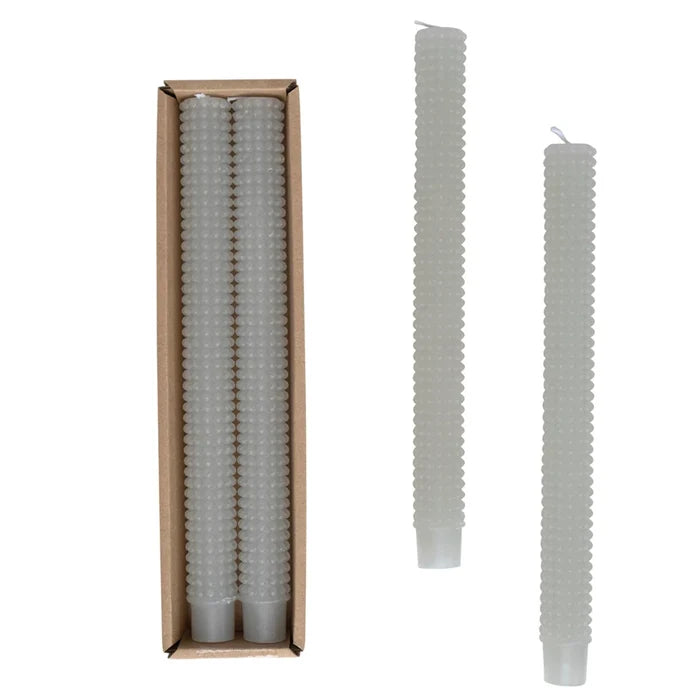 Creative co op- Unscented Hobnail Taper Candles, Set of 2 Grey