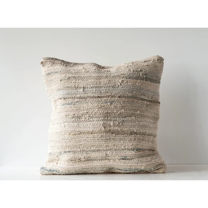 Creative Co-Op | 24" Recycled Cotton & Canvas Chindi Pillow
