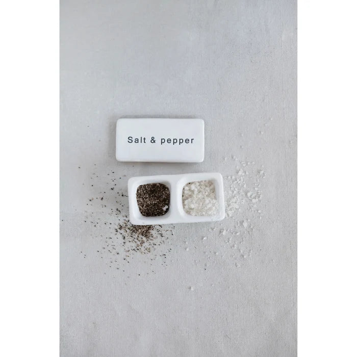 Creative Co-Op | Stoneware "Salt & Pepper" Pinch Pot w/Lid
