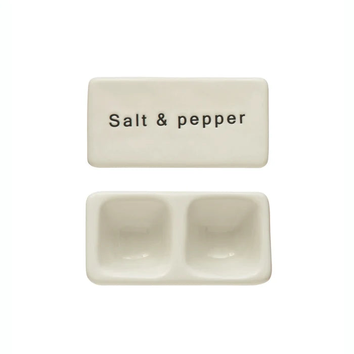 Creative Co-Op | Stoneware "Salt & Pepper" Pinch Pot w/Lid