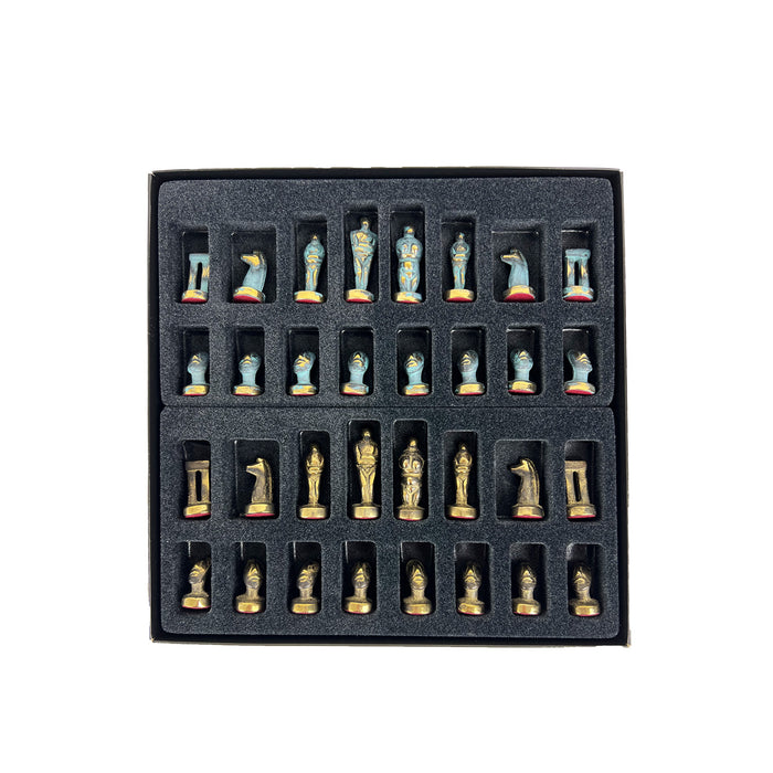 CYCLADIC ART | Solid Brass Chess Pieces | Blue & Bronze | King 5cm | F22B