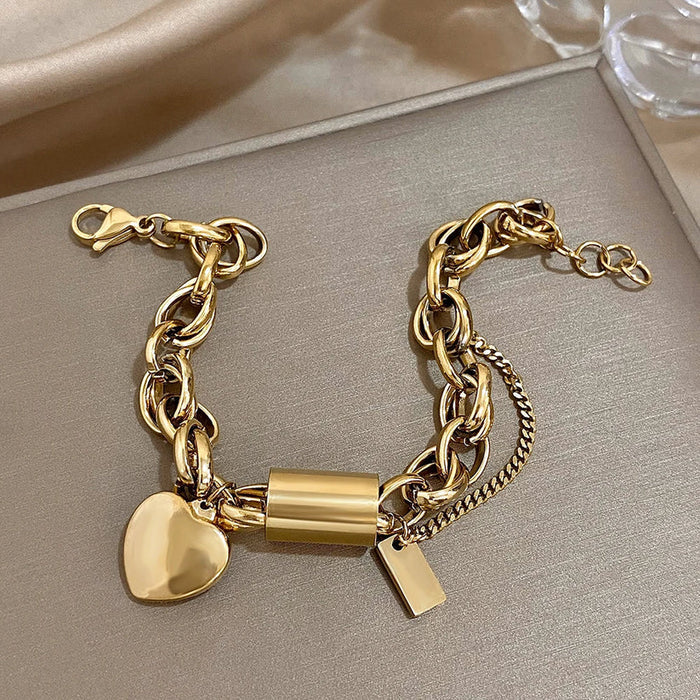 Daniela | Gold-Plated Thick Heart Bracelet