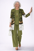Deborah | Olive Print Three-Piece Set