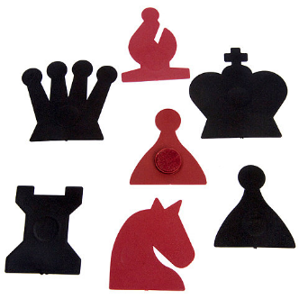 Demonstration chess set brown and black pieces.
