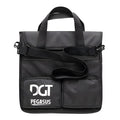 Front of DGT Pegasus Travel Bag with logo, showing two pockets, shoulder strap and carry handle