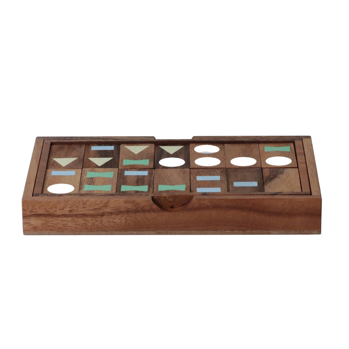 DOMINOES with Geometric Shapes | Monkeypod Wood | incl Box